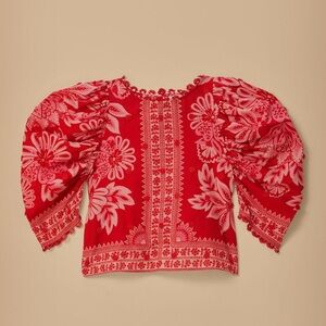 FARM Rio Red and Pink Floral Blouse
